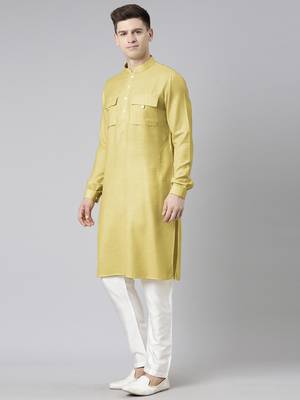 Greenish beige pathani kurta pajama 3