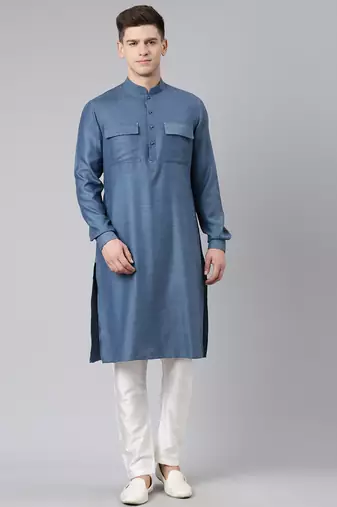 Denim blue pathani kurta pajama