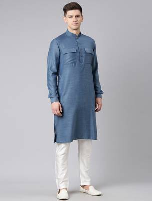 Denim blue pathani kurta pajama 5