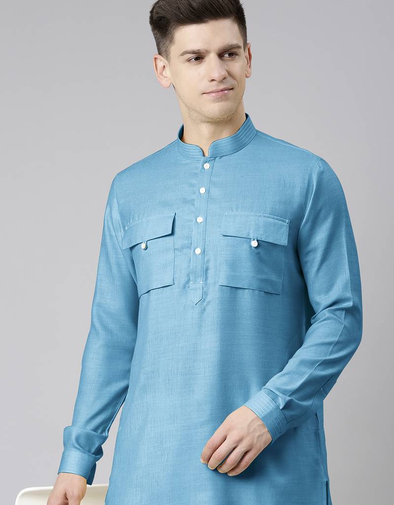 Blue light pathani kurta pajama