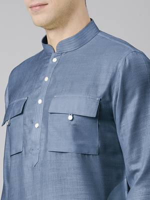 Denim blue pathani kurta pajama 5
