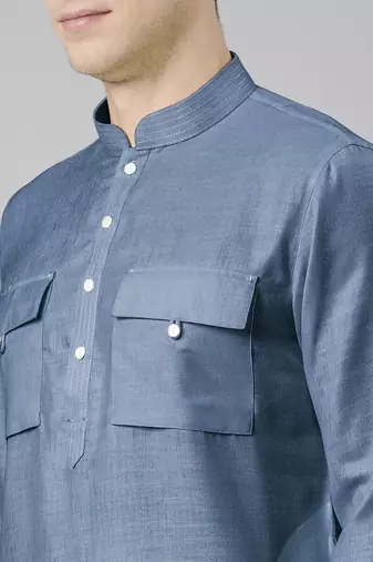 Denim blue pathani kurta pajama