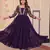 Purple Faux Georgette Embroidery Zari Sequins Ruffle Flared Gown