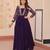 Purple Faux Georgette Embroidery Zari Sequins Ruffle Flared Gown