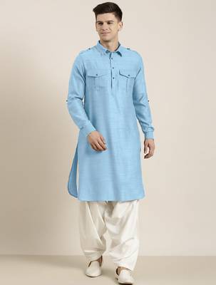 Light blue cotton pathani with salwar 1
