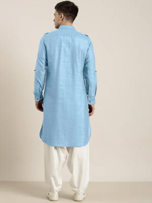 Light blue cotton pathani with salwar 5
