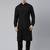 Black cotton pathani kurta pajama with patch pocket