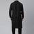 Black cotton pathani kurta pajama with patch pocket