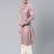 Old rose cotton pathani kurta pajama with patch pocket