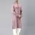 Old rose cotton pathani kurta pajama with patch pocket