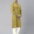 Greenish yellow cotton pathani kurta pajama with patch pocket