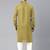 Greenish yellow cotton pathani kurta pajama with patch pocket