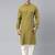 Greenish yellow cotton pathani kurta pajama with patch pocket
