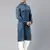 Denim blue cotton pathani kurta pajama with patch pocket