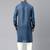 Denim blue cotton pathani kurta pajama with patch pocket