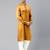 Mustard cotton pathani kurta pajama with patch pocket