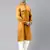 Mustard cotton pathani kurta pajama with patch pocket