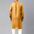 Mustard cotton pathani kurta pajama with patch pocket