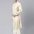 Cream cotton pathani kurta pajama with patch pocket