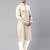 Cream cotton pathani kurta pajama with patch pocket