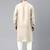 Cream cotton pathani kurta pajama with patch pocket