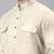 Cream cotton pathani kurta pajama with patch pocket
