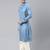 Light blue cotton pathani kurta pajama with patch pocket