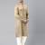 Beige cotton pathani kurta pajama with patch pocket