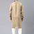 Beige cotton pathani kurta pajama with patch pocket