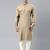 Beige cotton pathani kurta pajama with patch pocket