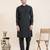 Black cotton pathani kurta pajama with patch pocket