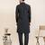 Black cotton pathani kurta pajama with patch pocket