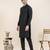 Black cotton pathani kurta pajama with patch pocket