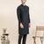 Black cotton pathani kurta pajama with patch pocket
