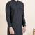 Black cotton pathani kurta pajama with patch pocket