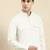 Cream cotton pathani kurta pajama with patch pocket
