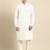 Cream cotton pathani kurta pajama with patch pocket