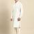 Cream cotton pathani kurta pajama with patch pocket