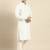 Cream cotton pathani kurta pajama with patch pocket