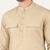 Beige cotton pathani kurta pajama with patch pocket