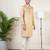 Beige cotton pathani kurta pajama with patch pocket