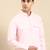 Light pink cotton pathani kurta pajama with patch pocket