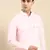 Light pink cotton pathani kurta pajama with patch pocket