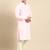 Light pink cotton pathani kurta pajama with patch pocket