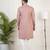 Dark pink cotton pathani kurta pajama with patch pocket