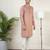 Dark pink cotton pathani kurta pajama with patch pocket