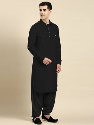 Black fine cotton pathani with salwar 4