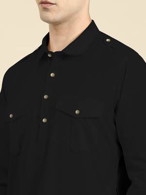 Black fine cotton pathani with salwar 5