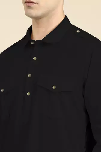 Black fine cotton pathani with salwar