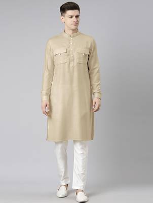 Beige pathani kurta pajama 2